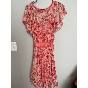 JESSICA HOWARD Coral Floral FIT & FLARE  DRESS SZ 14
